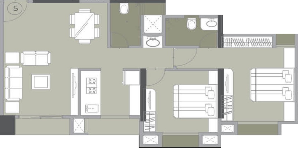 1 BHK+1T 654/sqft-carpet Sqft Apartment For Sale In Vijay Galaxy In Thane West Floor Plan