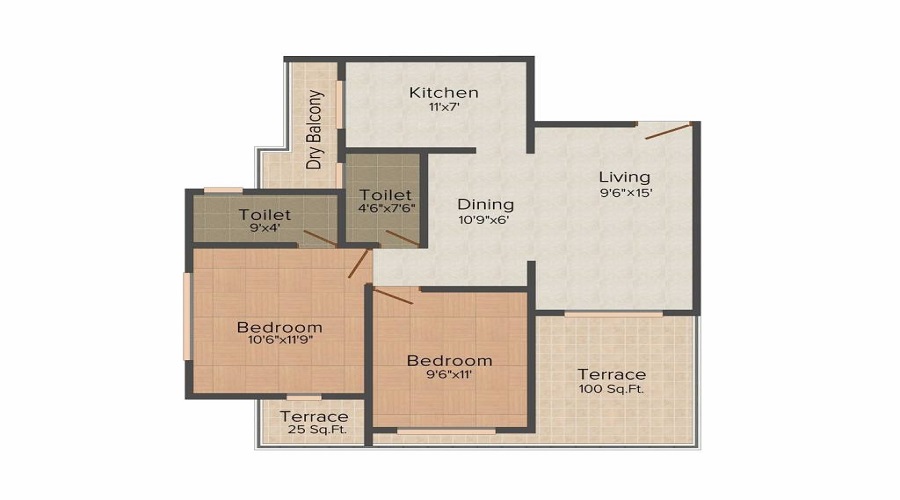 1 BHK+1T 510/sqft-carpet Sqft Apartment For Sale In Mansarovar Blue Mount Edifice In Vasai Floor Plan