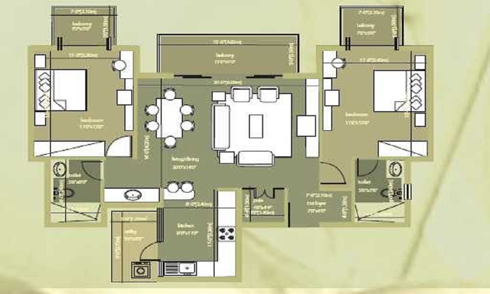 3 BHK+3T 1780/sqft-saleable Sqft Apartment For Sale In Arya Lotus In Whitefield Floor Plan