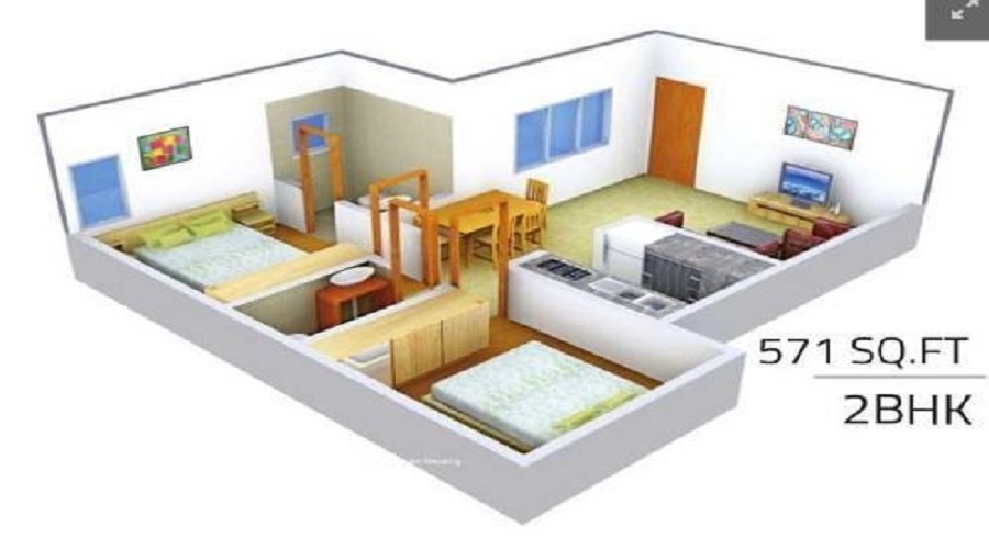 1 BHK+1T 290/sqft-carpet Sqft Apartment For Sale In Mauli Omkar 2 In Malad East Floor Plan