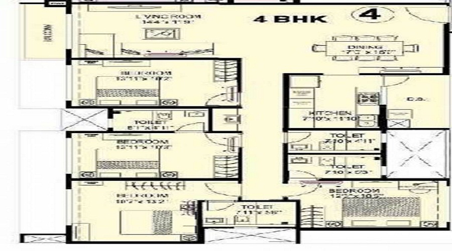 2 BHK+2T 747/sqft-saleable  Sqft Apartment For Sale In Kanakia Platino In Malad East Floor Plan