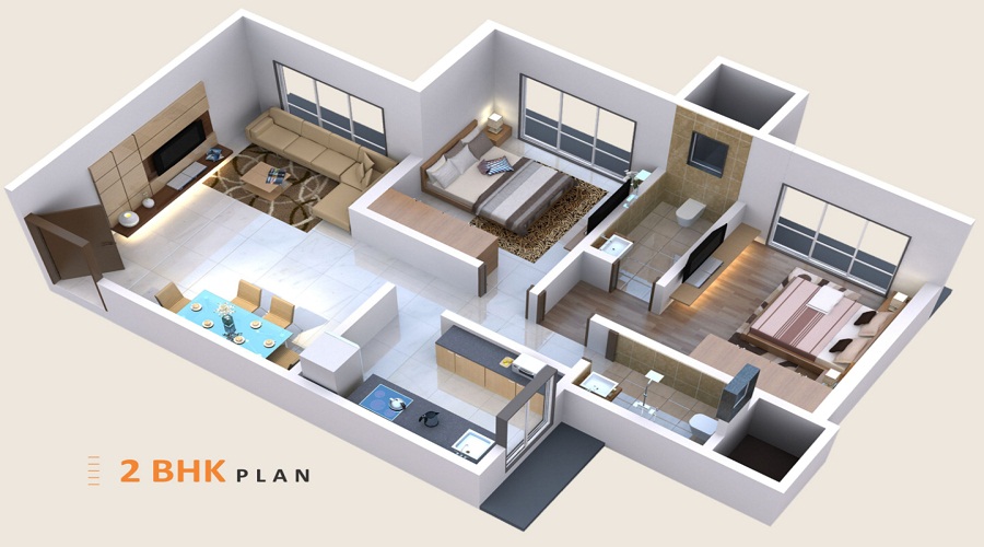 1 BHK+1T 413/sqft-saleable  Sqft Apartment For Sale In Buildtech Parkview In Kandivali West Floor Plan