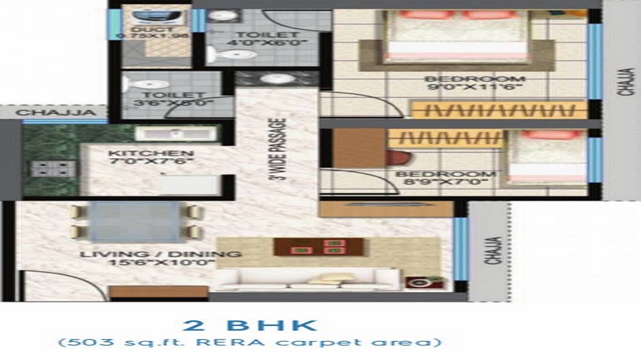 1 BHK+1T 317/sqft-carpet Sqft Apartment For Sale In Aakaar Wishvas In Bhandup East Floor Plan