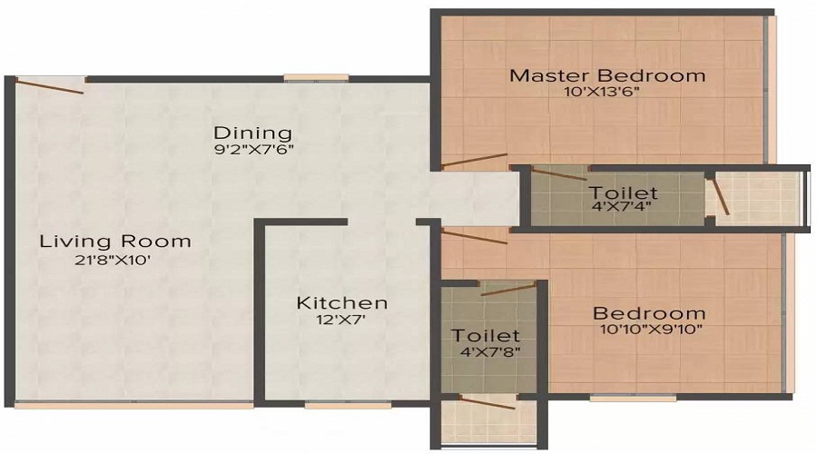 1 BHK+1T 530/sqft-carpet Sqft Apartment For Sale In RC Orchid Springs In Kurla Floor Plan