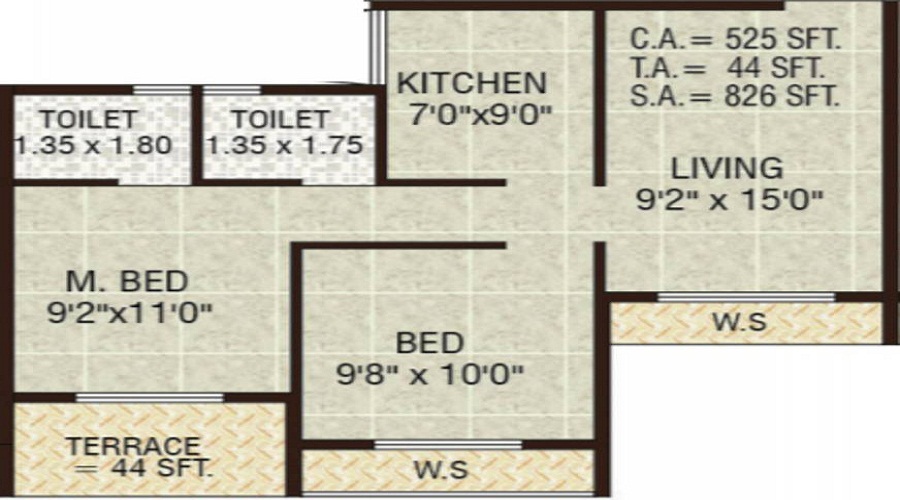 1 BHK+1T 415/sqft-carpet Sqft Apartment For Sale In Shubh Laxmi Surya Galaxy In Neral Floor Plan