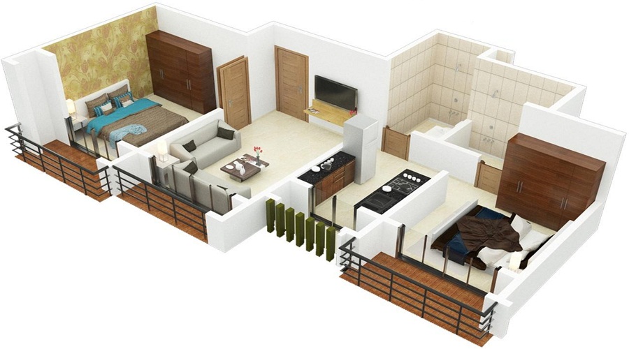 1 BHK+1T 340/sqft-carpet Sqft Apartment For Sale In Oyster Mohak In Naigaon East Floor Plan