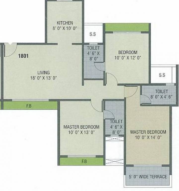2 BHk 1030/sqft-saleable  Sqft Apartment For Sale In Seva Green Willows Villa In Shahapur Floor Plan