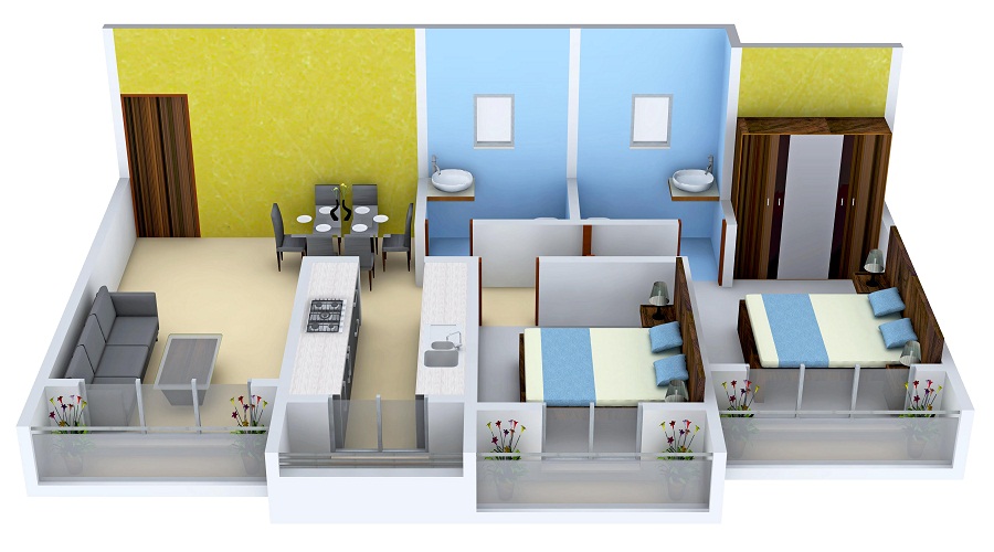 1 BHK+1T 185/sqft-carpet Sqft Apartment For Sale In Aakar Dream Enclave In Taloja Floor Plan