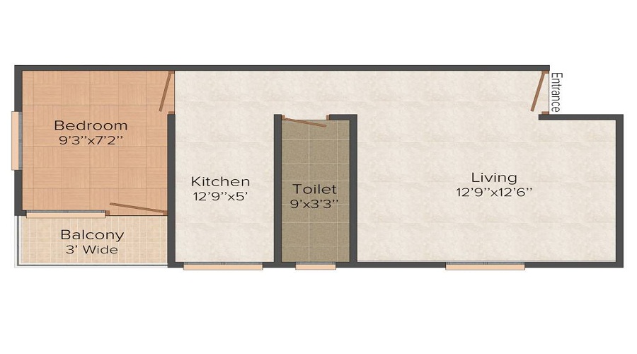 1 BHK+1T 225/sqft-carpet Sqft Apartment For Sale In Shraddha Landmark Infinity In Bhandup West Floor Plan