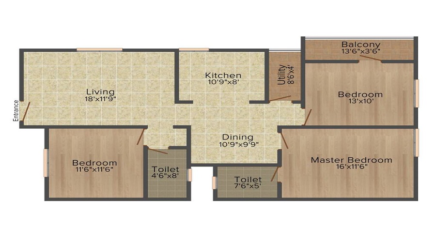 2 BHK+2T 1085/sqft-saleable  Sqft Apartment For Sale In Siri Opel In RR Nagar Floor Plan