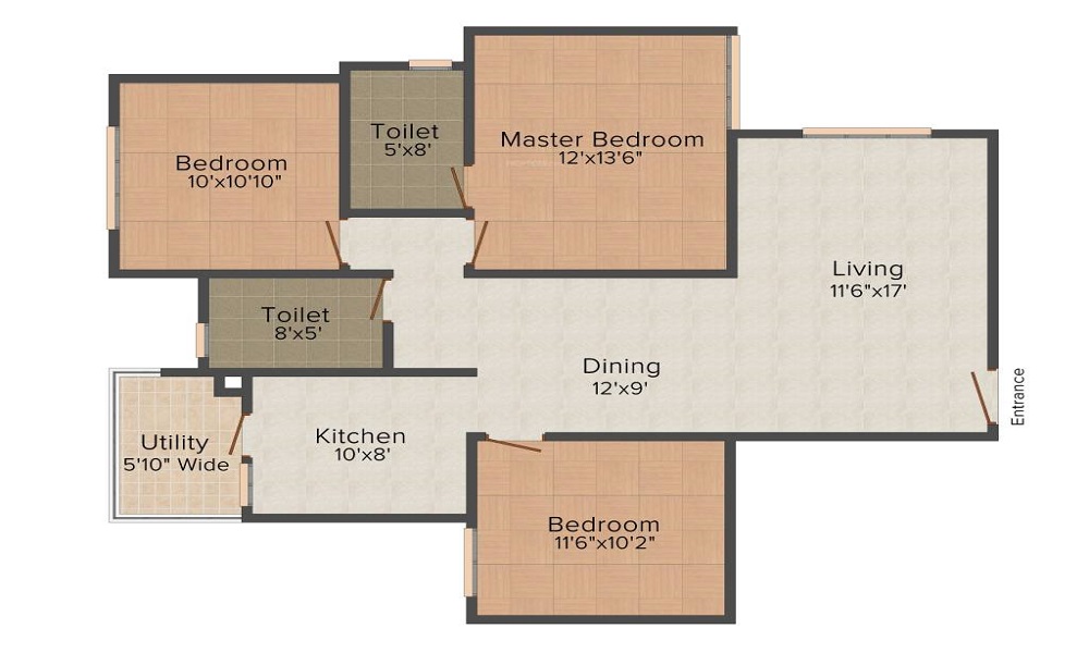 2 BHK+2T 1170/sqft-saleable Sqft Apartment For Sale In Klassik Enterprises Nest In HSR Layout Floor Plan