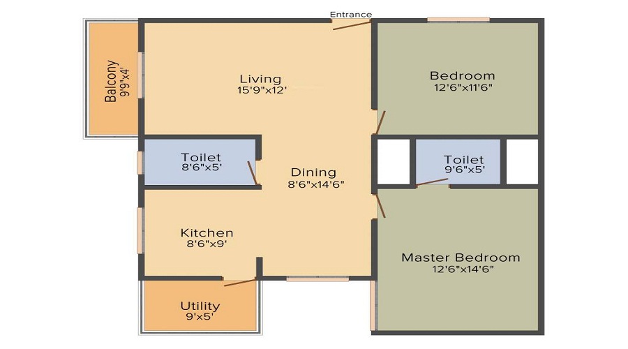 1 BHK+1T 420/sqft-saleable  Sqft Apartment For Sale In Marathon Nexzone Panvel In Panvel Floor Plan