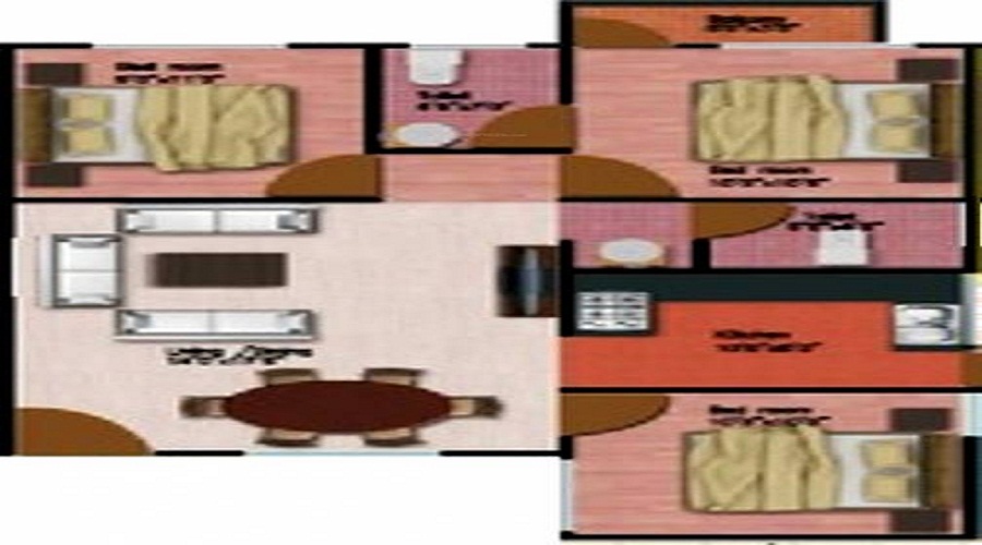 2 BHK+2T 859/sqft-saleable  Sqft Apartment For Sale In Rajesh Patels Pillappa Enclave In Hebbal Floor Plan