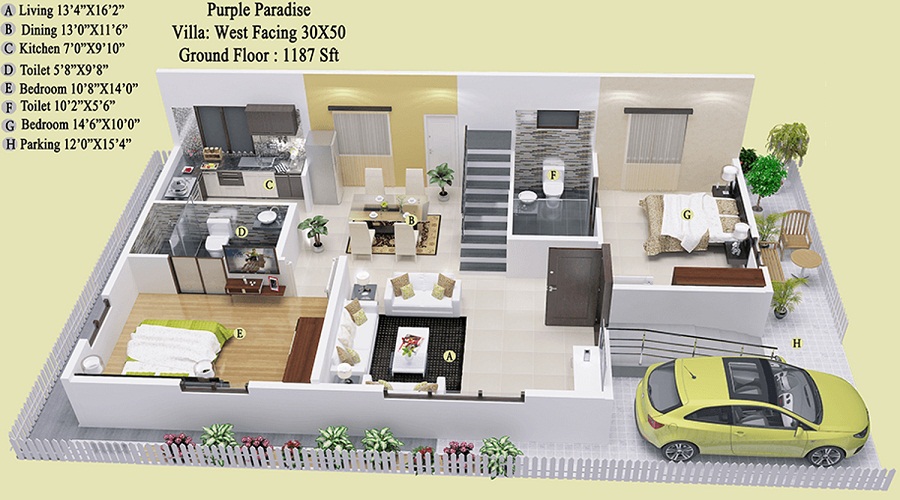 Jupiter Commanders Purple Paradise Villas Floor Plan