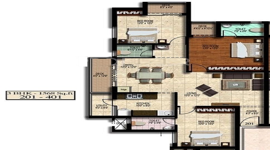 1 BHK+1T 474/sqft-saleable  Sqft Apartment For Sale In Malles Aashira In Perumbakkam Floor Plan