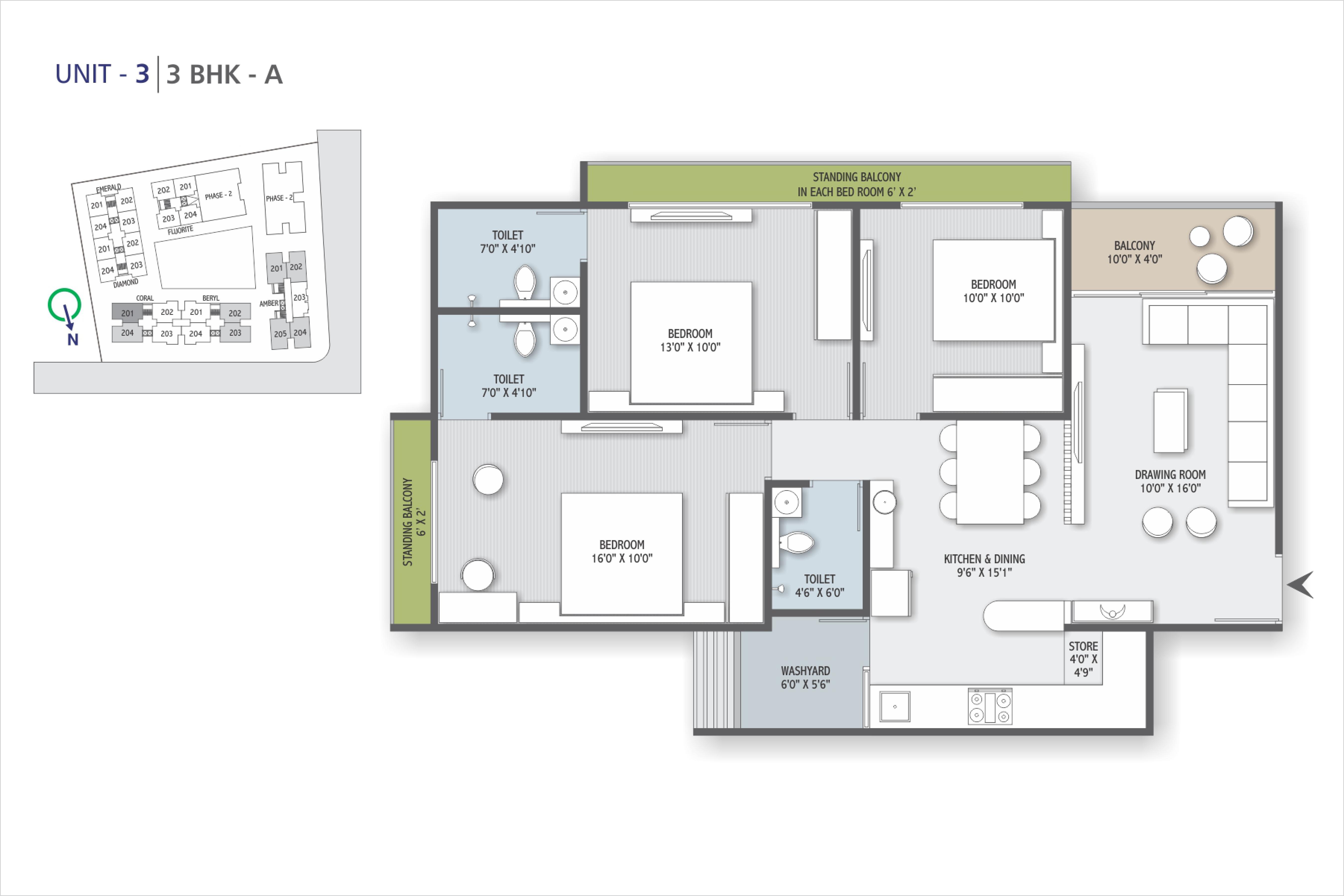 2 BHK+2T 700/sqft-carpet Sqft Apartment For Sale In SPG Nirvana In Shela Floor Plan
