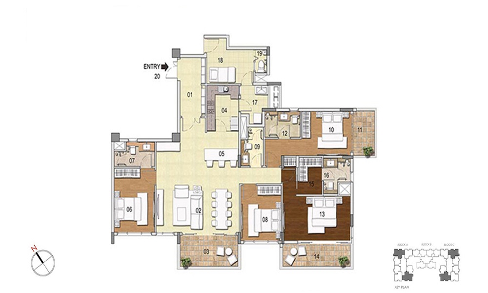 2 BHK+2T 1175/sqft-saleable Sqft Apartment For Sale In Mythreyi Group Amayavana In JP Nagar Floor Plan