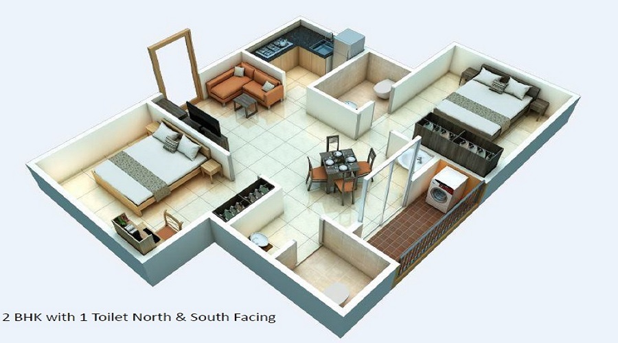 1 BHK+1T 480/sqft-saleable  Sqft Apartment For Sale In Alliance Urbanrise Jubilee Residences In Guduvanchery Floor Plan
