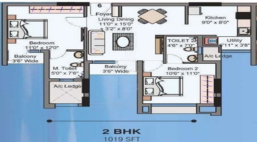3 BHK+3T 1610/sqft-saleable  Sqft Apartment For Sale In Dugar Lake Dugar In Ambattur Floor Plan