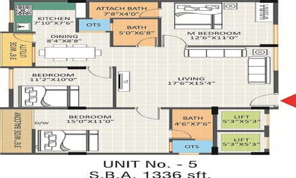 2 BHK+2T 1060/sqft-saleable Sqft Apartment For Sale In Passion Ventures Passion Elite In Electronic City Phase 1 Floor Plan