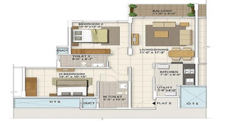 1 BHK+1T 460/sqft-carpet Sqft Apartment For Sale In Ozone Urbana Irene In Devanahalli Floor Plan