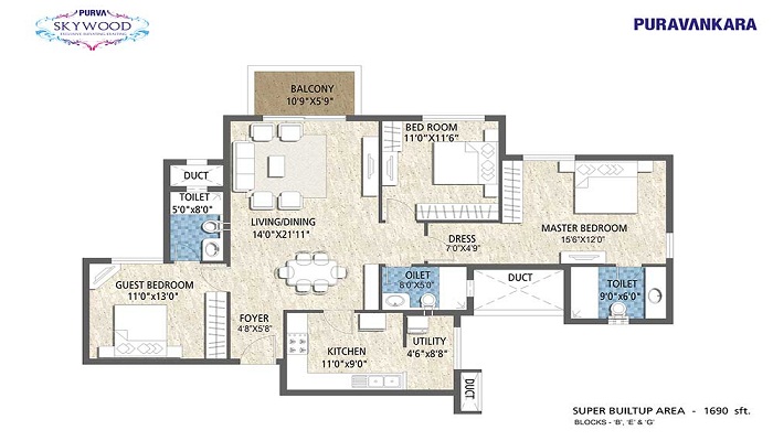 Puravankara Purva Skywoods Floor Plan