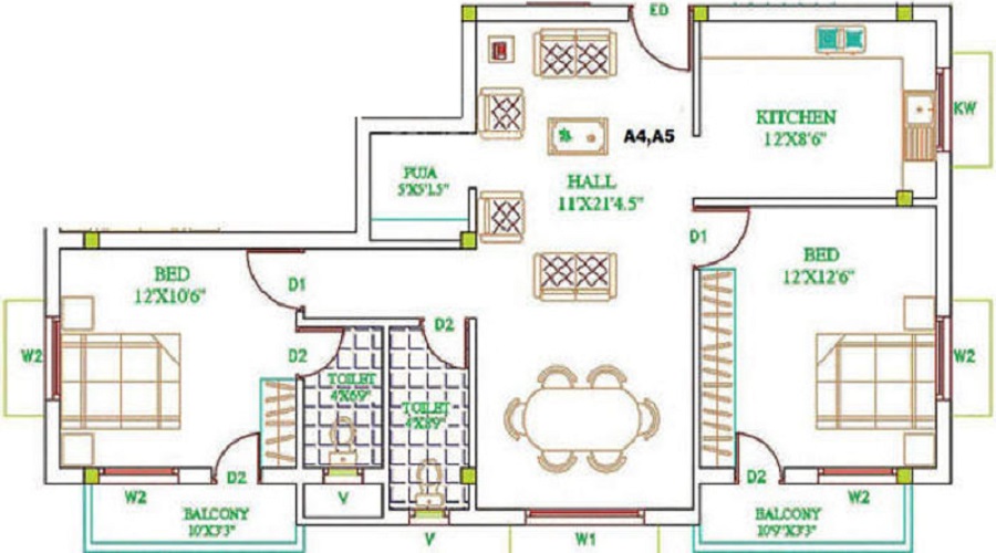 Gajhanana Bharani Apartments Floor Plan