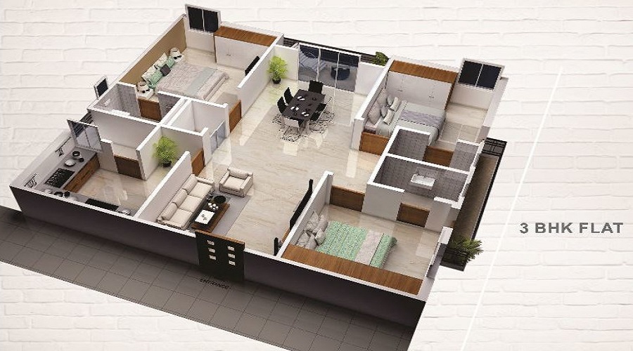 2 BHK+2T 1215/sqft-saleable  Sqft Apartment For Sale In Pranathi Eesha In Puppalaguda Floor Plan