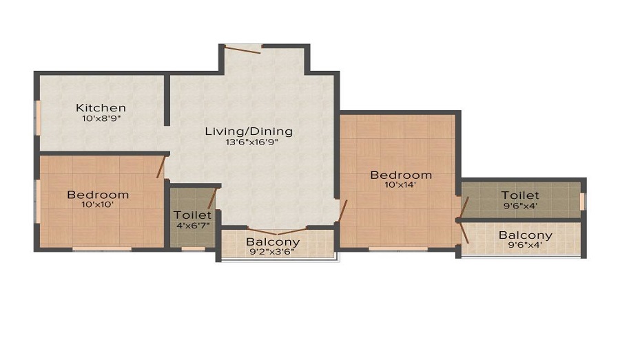 1 BHK+1T 516/sqft-saleable  Sqft Apartment For Sale In EESHA Constructions Sri Ranga Padhuka In Chromepet Floor Plan