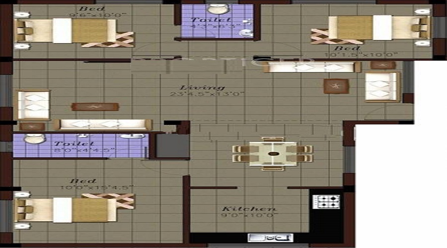 1 BHK+1T 610/sqft-saleable  Sqft Apartment For Sale In Krishna Keerthanam In Mugalivakkam Floor Plan