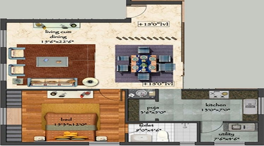 1 BHK+2T 415/sqftsaleable sqft Apartment for Sale in Devi Devi Morning Dreams in Moolakadai