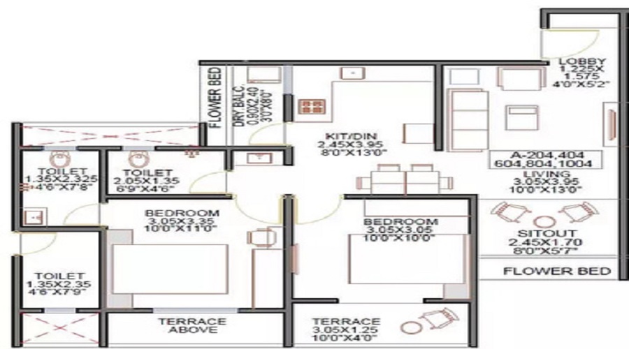 1 BHK+1T 326/sqft-saleable  Sqft Apartment For Sale In Avior Aagam C Building In Bibwewadi Floor Plan