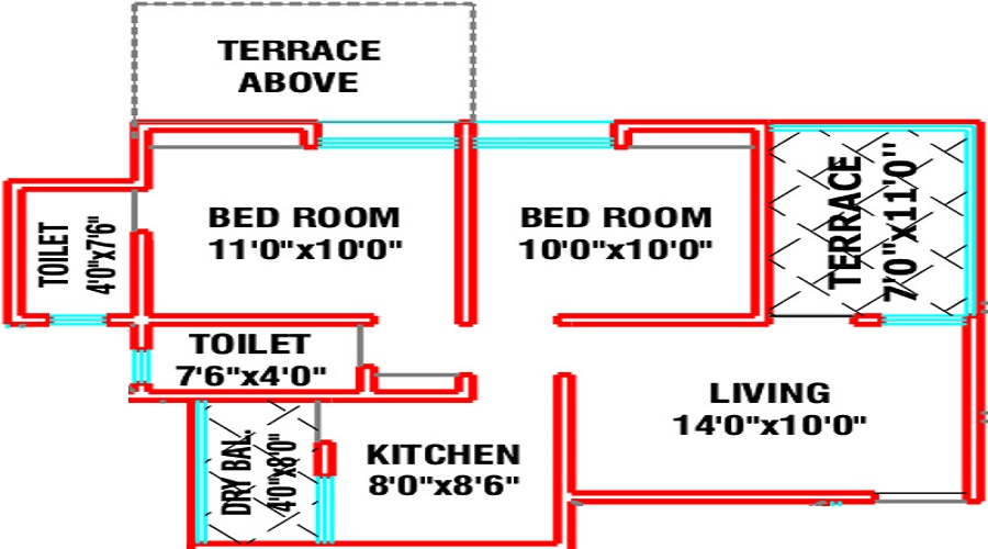 1 BHK+1T 628/sqft-saleable  Sqft Apartment For Sale In RSG Durvankur Residency In Wagholi Floor Plan