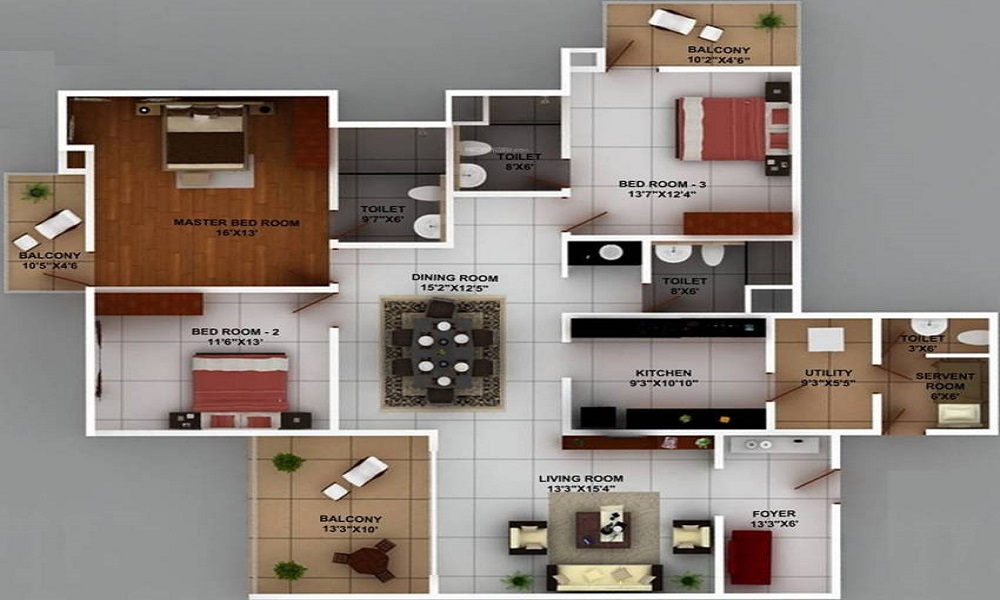 2 BHK+2T 1143/sqft-saleable Sqft Apartment For Sale In Skylark Esta In ITPL Road Floor Plan