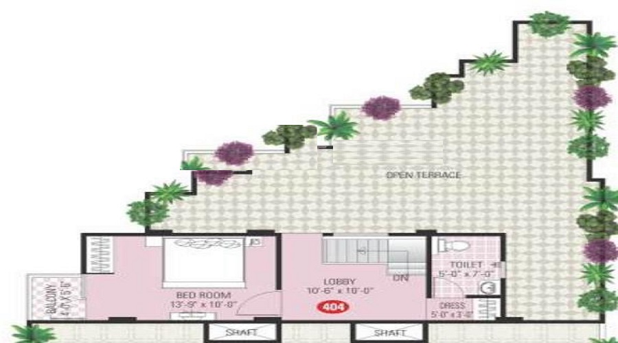 2 BHK+2T 1020/sqft-saleable  Sqft Apartment For Sale In Aradhana Bhavyaa Flora In Jagatpura Floor Plan