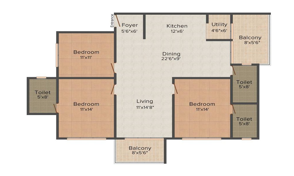3 BHK+3T Flat for Sale in Kudlu Gate, Bangalore