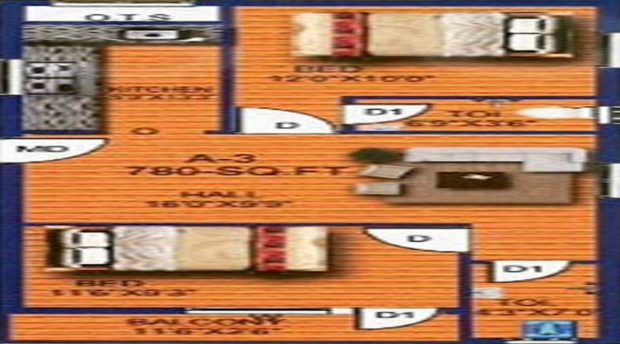 1 BHK+1T 460/sqft-saleable  Sqft Apartment For Sale In Vee Jay Jay Residency In Perungalathur Floor Plan