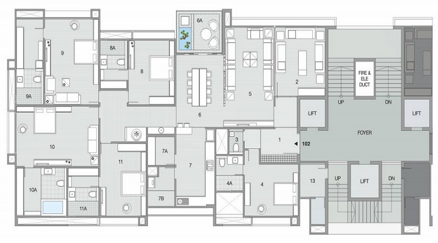 4 BHK+4T 4375/sqft-saleable Sqft Apartment For Sale In Shivalik Shivalik Residences In Shahibaug Floor Plan