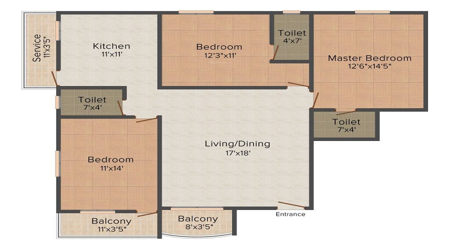 3 BHK+3T Apartment with Size 1725/sqftsaleable sqft for Sale in Pearl