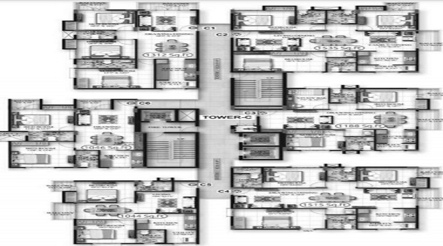 2 BHK+2T 1016/sqft-saleable  Sqft Apartment For Sale In Heritage Park In Begur Floor Plan