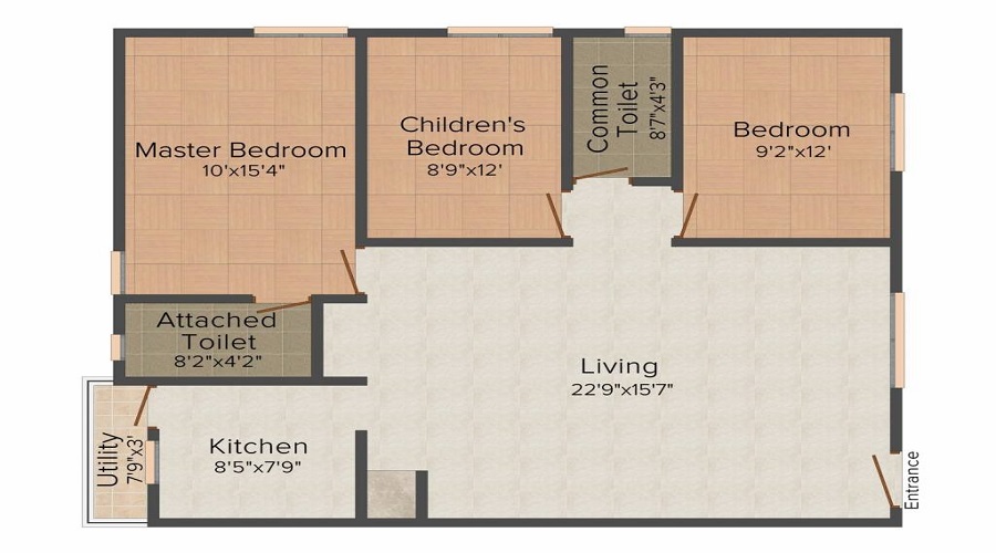 2 BHK+2T 1050/sqft-saleable  Sqft Apartment For Sale In Sri Sai Enclave In Gottigere Floor Plan