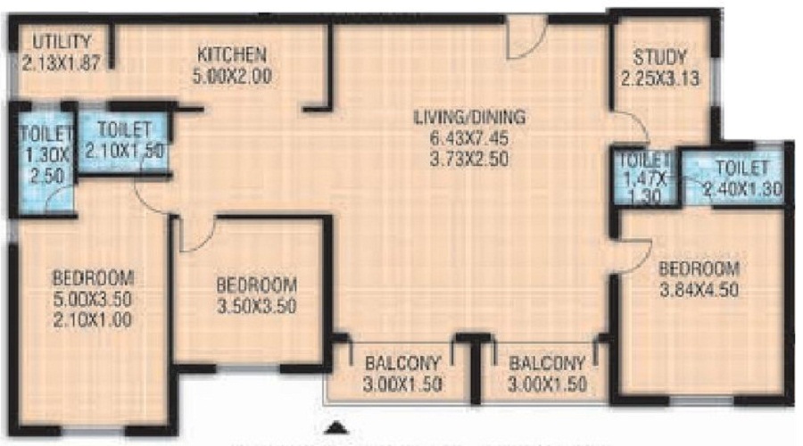 1 BHK+1T 588/sqft-saleable Sqft Apartment For Sale In Prabhu Emerald Block A In Dabolim Floor Plan