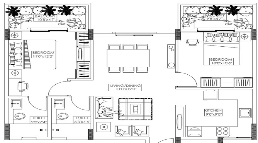 1 BHK+1T 530/sqft-saleable  Sqft Apartment For Sale In Sierra Greens In Sarjapur Floor Plan