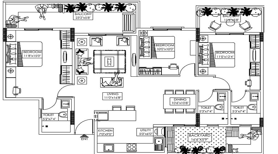 1 BHK+1T 530/sqft-saleable  Sqft Apartment For Sale In Sierra Greens In Sarjapur Floor Plan