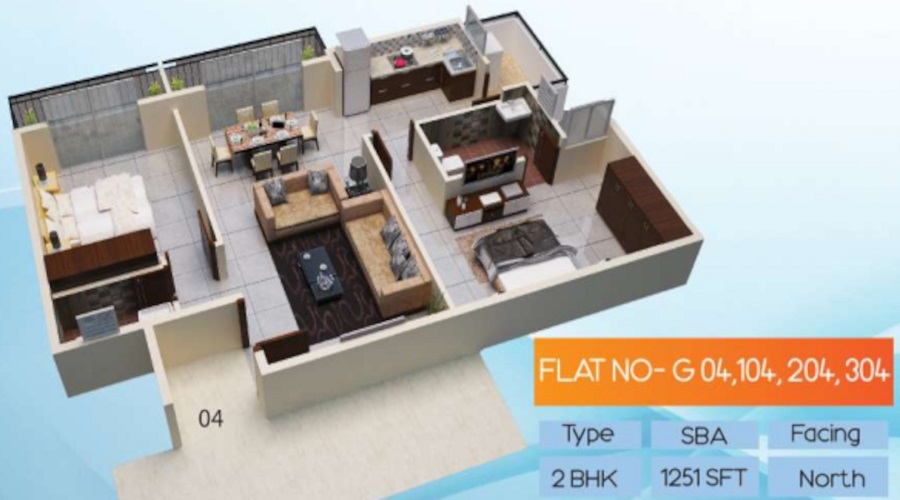 1 BHK+1T 8111/sqft-saleable Sqft Apartment For Sale In Paradise In Krishnarajapuram Floor Plan