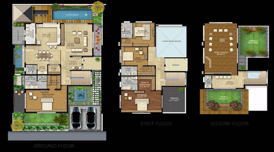 3 BHK+3T 3044/sqft-saleable Sqft Apartment For Sale In Midas Exotica In Sahakara Nagar Floor Plan