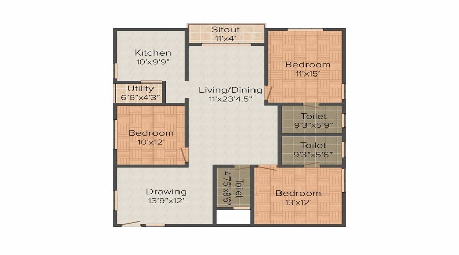 Space Time Silver Drops Floor Plan