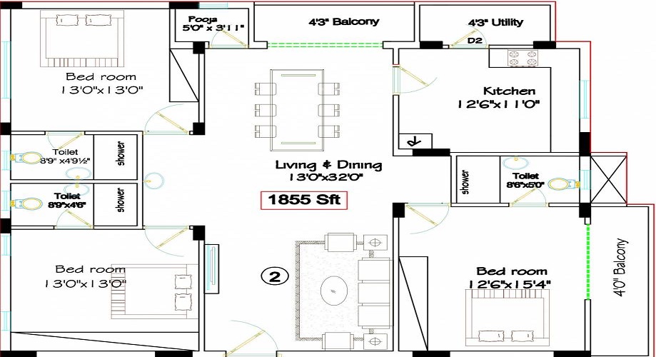 Hill View 1 Floor Plan