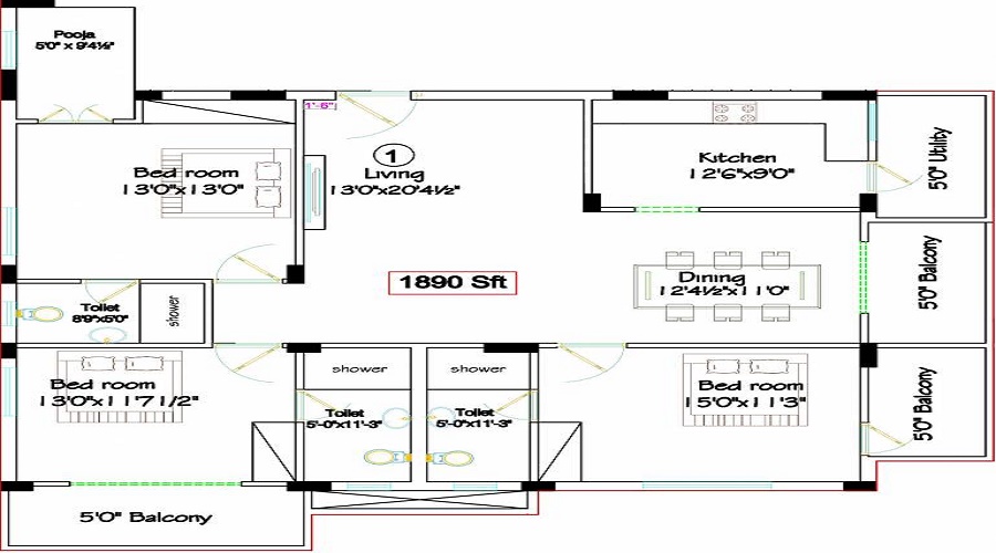 Hill View 1 Floor Plan
