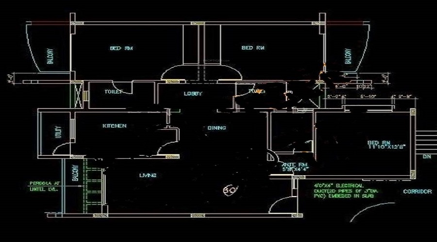 2 BHK+2T 1300/sqft-saleable  Sqft Apartment For Sale In Nandi Sunrise Apartments In Mahadevapura Floor Plan